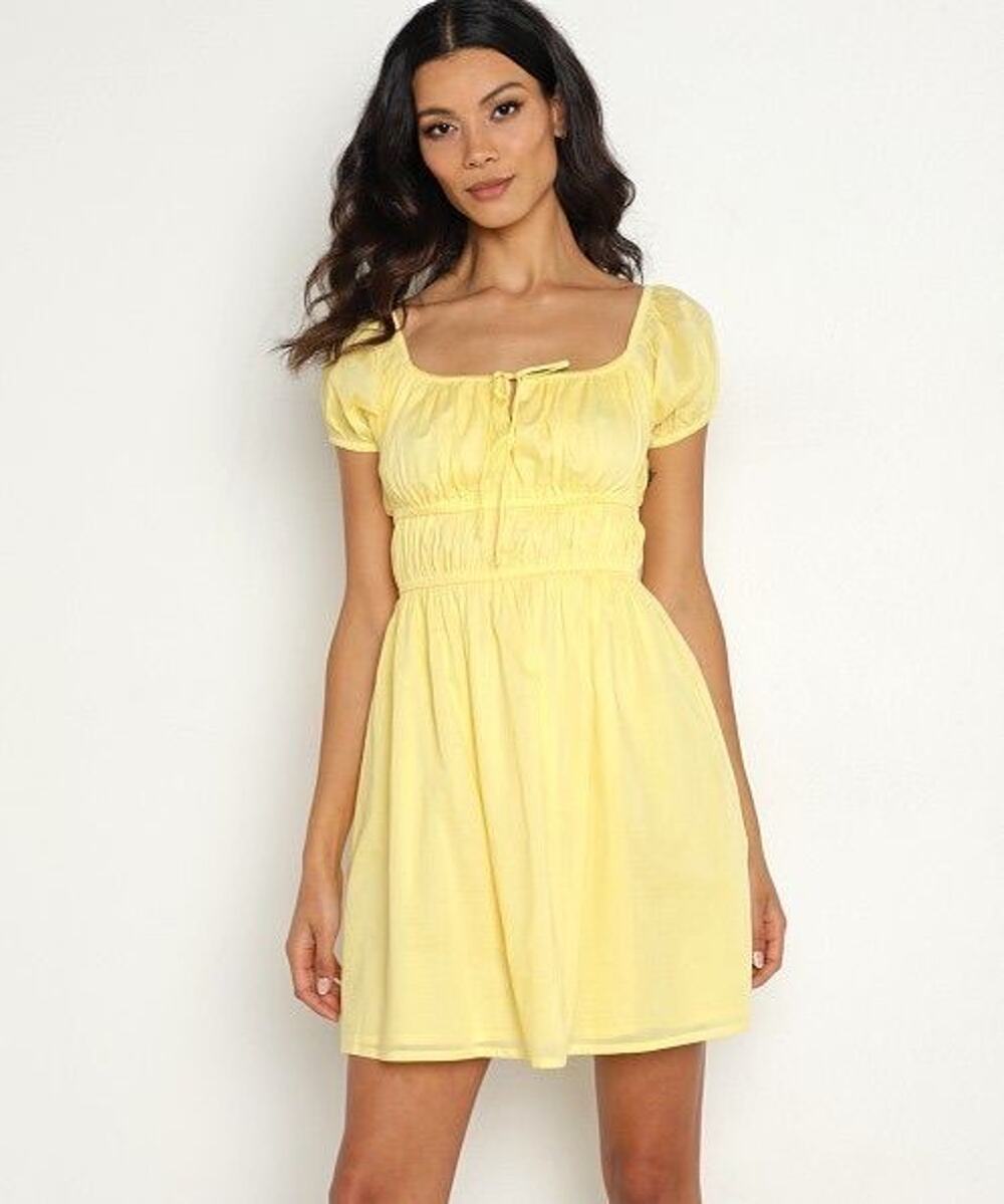 Faithfull the Brand Viola Mini Dress Plain Lemon Size XS, $178 MSRP